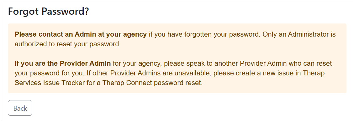 Screenshot of the Forgot Password page