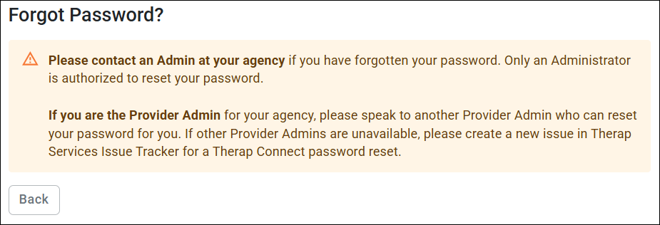 Screenshot of the Forgot Password page