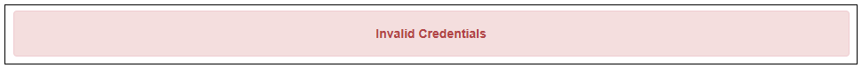 Screenshot of Invalid Credentials