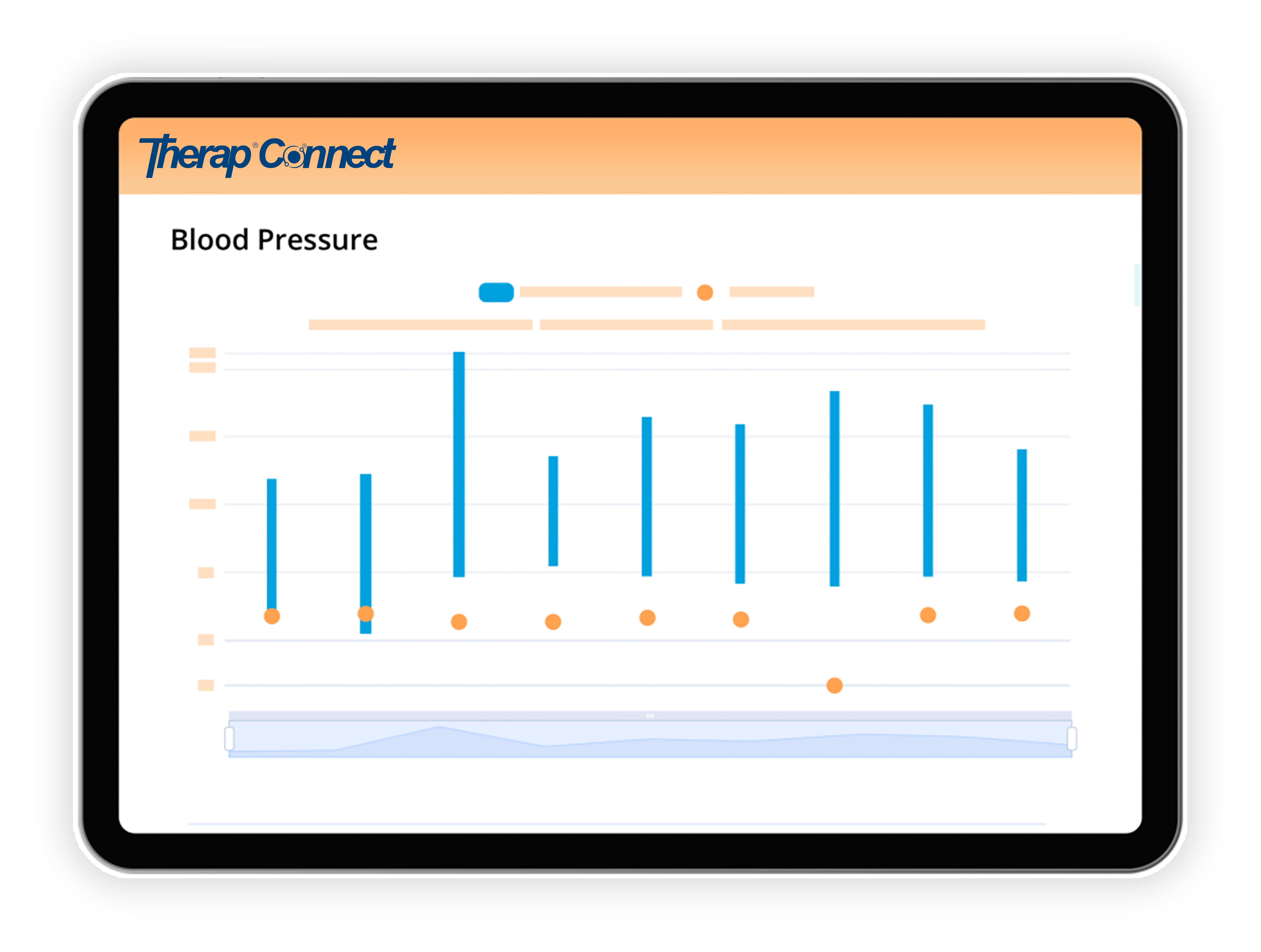 Therap Connect screenshot showing Body Pressure readings on a tablet